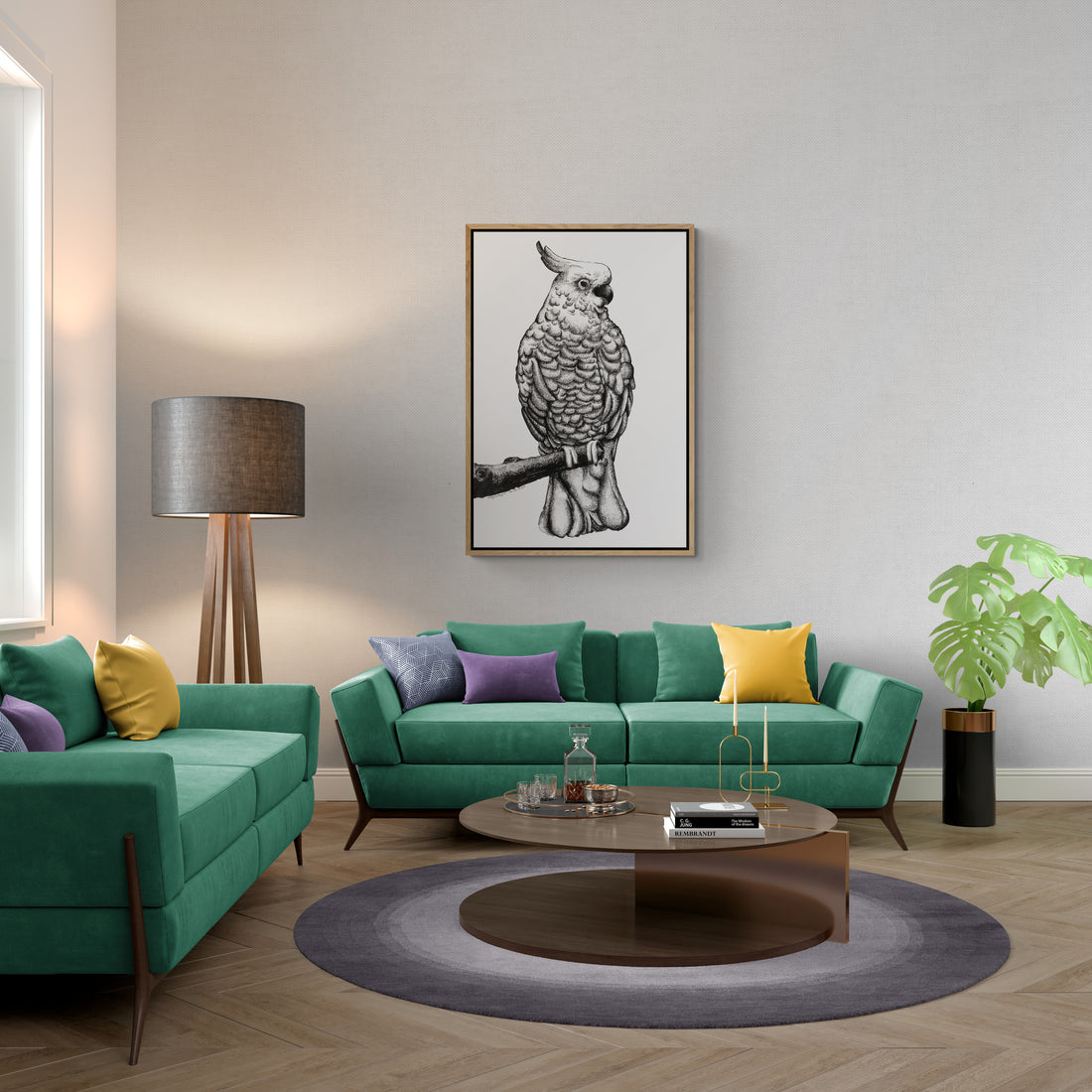 Feathers In Dots | Canvas Print